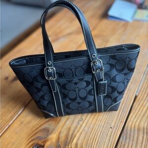 Vintage Coach Black Signature Tote Bag
